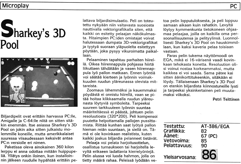 Sharkey's 3D Pool